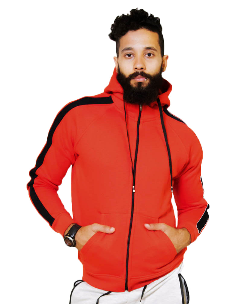 Side Stripe Hoodie Sweatshirt (Red)